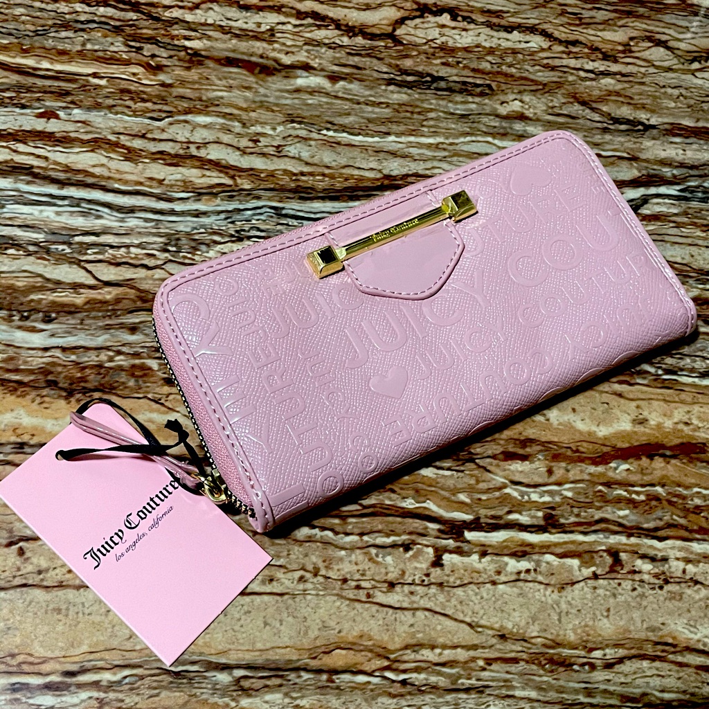 Juicy Couture Cardholder Wallet Large Patent Blush Pink Logo Cardholder Wallet